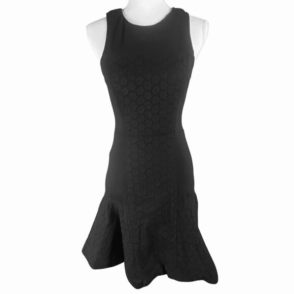 J Crew Black Label Paneled Ponte Eyelet Sleeveless A Line Dress Size 00 - Picture 1 of 7